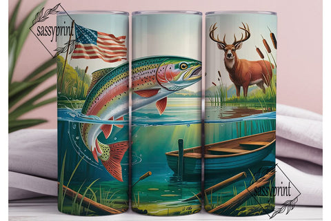 Patriotic Fishing & Hunting 20oz Tumbler Sublimation sassyprint 