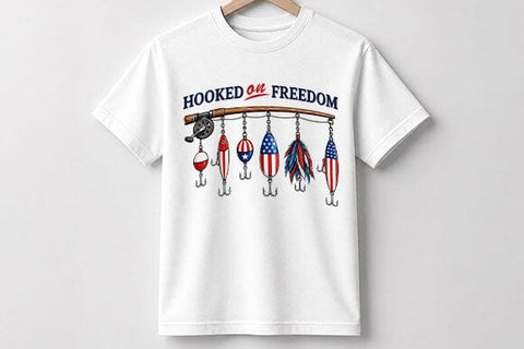 Patriotic Fishing PNG Hooked On Freedom Sublimation Design SVG BillahCrafts 
