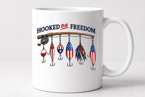 Patriotic Fishing PNG Hooked On Freedom Sublimation Design SVG BillahCrafts 