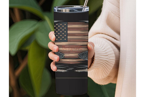 Patriotic Fishing Tumbler Wrap 20oz Sublimation DesignSVG 