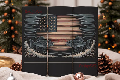 Patriotic Fishing Tumbler Wrap 20oz Sublimation DesignSVG 