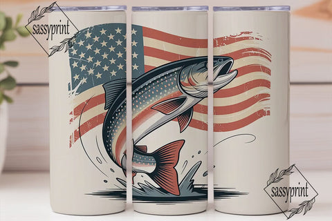 Patriotic Fishing Tumbler Wrap Sublimation sassyprint 