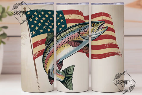 Patriotic Fishing Tumbler Wrap Sublimation sassyprint 