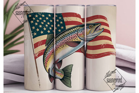 Patriotic Fishing Tumbler Wrap Sublimation sassyprint 