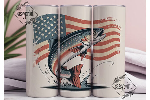 Patriotic Fishing Tumbler Wrap Sublimation sassyprint 