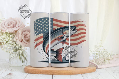 Patriotic Fishing Tumbler Wrap Sublimation sassyprint 