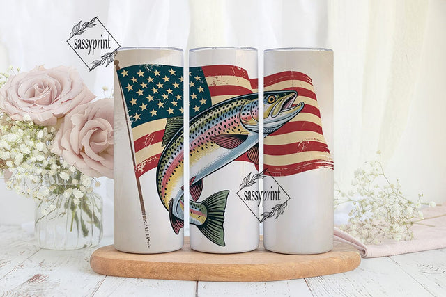 Patriotic Fishing Tumbler Wrap Sublimation sassyprint 