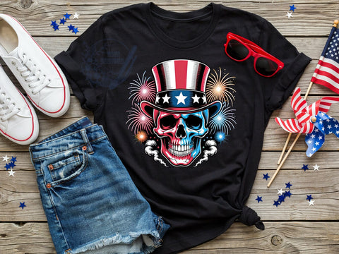 Patriotic Flag Skull T-Shirt PNG, Flag Skull, Patriotic Style, Red White Blue, Bold Design, Sublimation PNG, Statement Shirt, Holiday Vibes Sublimation ToriDesigns 