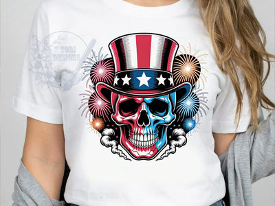 Patriotic Flag Skull T-Shirt PNG, Flag Skull, Patriotic Style, Red White Blue, Bold Design, Sublimation PNG, Statement Shirt, Holiday Vibes Sublimation ToriDesigns 