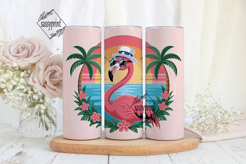 Patriotic Flamingo 20oz Tumbler Wrap Sublimation sassyprint 