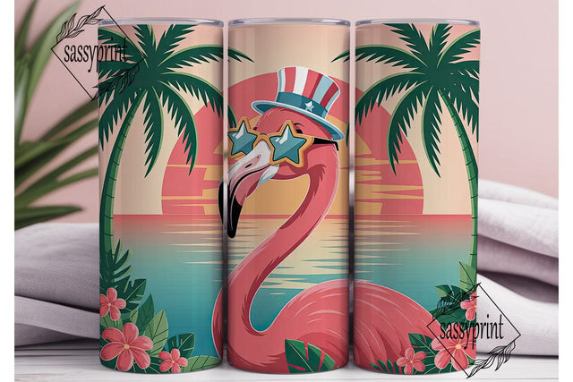 Patriotic Flamingo 20oz Tumbler Wrap Sublimation sassyprint 