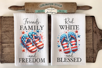 Patriotic Flip Flops - July 4th Sublimation Dish Towel Designs Sublimation Ewe-N-Me Designs 