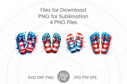 Patriotic flip flops | red white and blue | American Summer Sublimation Artisan Craft SVG 