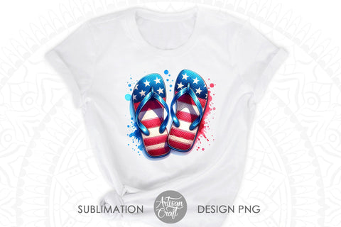 Patriotic flip flops | red white and blue | American Summer Sublimation Artisan Craft SVG 