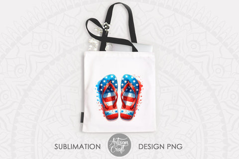 Patriotic flip flops | red white and blue | American Summer Sublimation Artisan Craft SVG 