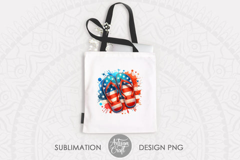 Patriotic Flip Flops, Stars and Stripes, Red White and Blue Sublimation Artisan Craft SVG 