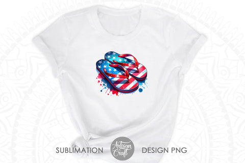 Patriotic flip flops | Stars and Stripes | Sublimation PNG Sublimation Artisan Craft SVG 