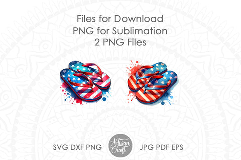 Patriotic flip flops | Stars and Stripes | Sublimation PNG Sublimation Artisan Craft SVG 