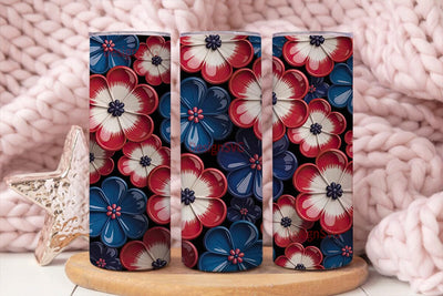 Patriotic Floral 20oz Tumbler Wrap Sublimation DesignSVG 