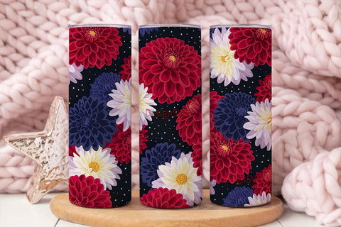 Patriotic Floral 20oz Tumbler Wrap Sublimation DesignSVG 