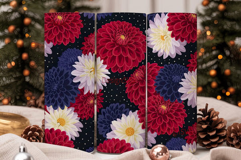 Patriotic Floral 20oz Tumbler Wrap Sublimation DesignSVG 