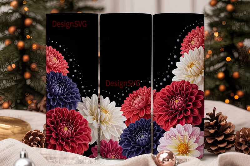 Patriotic Floral 20oz Tumbler Wrap Sublimation DesignSVG 