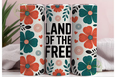 Patriotic Floral 20oz Tumbler Wrap Sublimation PixelChick 