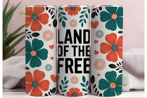 Patriotic Floral 20oz Tumbler Wrap Sublimation PixelChick 