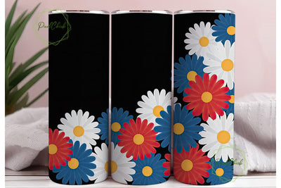 Patriotic Floral 20oz Tumbler Wrap Sublimation PixelChick 