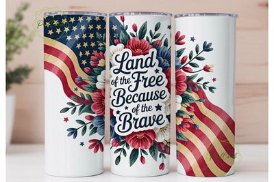 Patriotic Floral 20oz Tumbler Wrap Sublimation PixelChick 