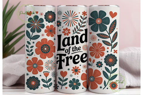 Patriotic Floral 20oz Tumbler Wrap Sublimation PixelChick 