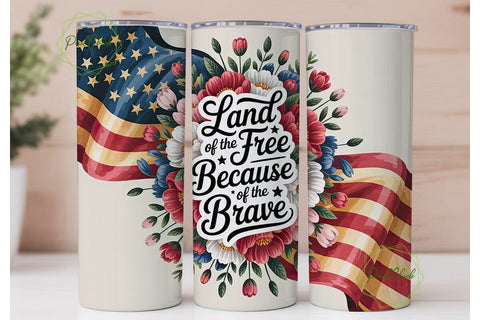 Patriotic Floral 20oz Tumbler Wrap Sublimation PixelChick 