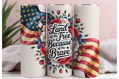 Patriotic Floral 20oz Tumbler Wrap Sublimation PixelChick 