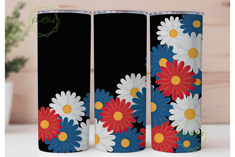 Patriotic Floral 20oz Tumbler Wrap Sublimation PixelChick 