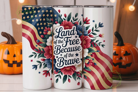 Patriotic Floral 20oz Tumbler Wrap Sublimation PixelChick 
