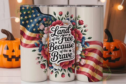 Patriotic Floral 20oz Tumbler Wrap Sublimation PixelChick 