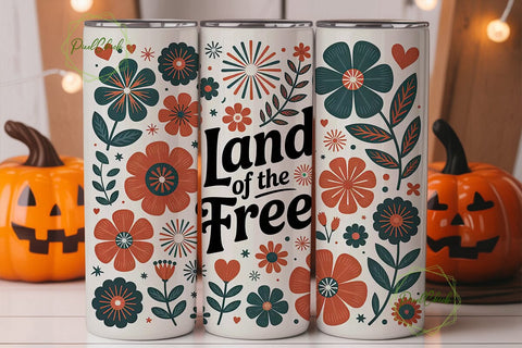 Patriotic Floral 20oz Tumbler Wrap Sublimation PixelChick 