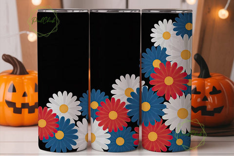 Patriotic Floral 20oz Tumbler Wrap Sublimation PixelChick 