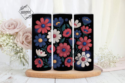 Patriotic Floral 20oz Tumbler Wrap Sublimation sassyprint 