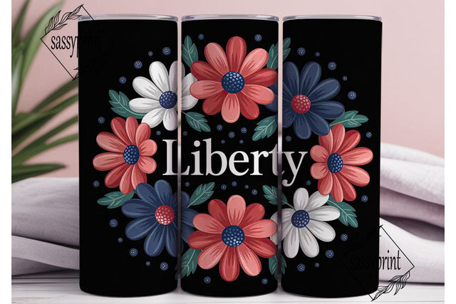 Patriotic Floral 20oz Tumbler Wrap Sublimation sassyprint 