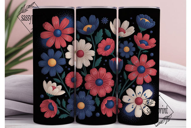 Patriotic Floral 20oz Tumbler Wrap Sublimation sassyprint 