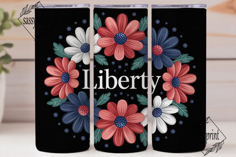 Patriotic Floral 20oz Tumbler Wrap Sublimation sassyprint 