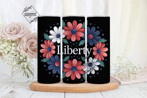 Patriotic Floral 20oz Tumbler Wrap Sublimation sassyprint 