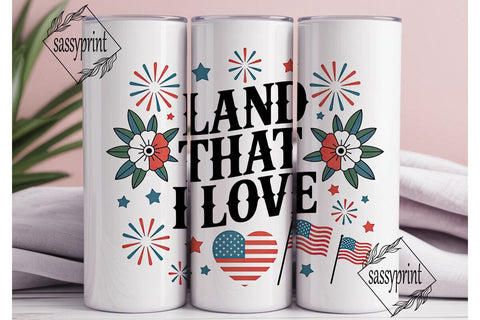 Patriotic Floral Fireworks 20oz Tumbler Sublimation sassyprint 