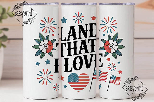 Patriotic Floral Fireworks 20oz Tumbler Sublimation sassyprint 
