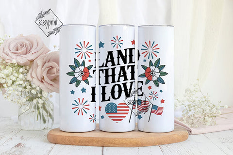 Patriotic Floral Fireworks 20oz Tumbler Sublimation sassyprint 