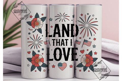 Patriotic Floral Fireworks 20oz Tumbler Sublimation sassyprint 