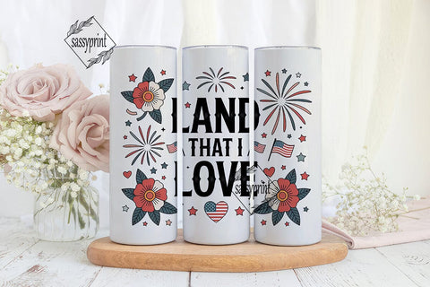 Patriotic Floral Fireworks 20oz Tumbler Sublimation sassyprint 