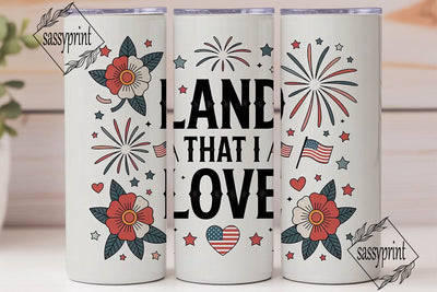 Patriotic Floral Fireworks 20oz Tumbler Sublimation sassyprint 