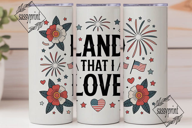 Patriotic Floral Fireworks 20oz Tumbler Sublimation sassyprint 